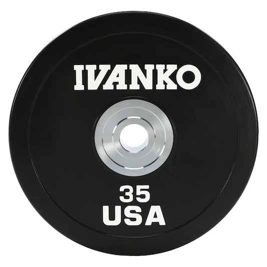 Ivanko 35 lbs. Olympic Bumper Plates, Heavy Duty, Black, Lbs